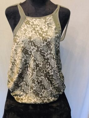 Olive Green Snake-Print Halter Camisole bodysuit sx lg